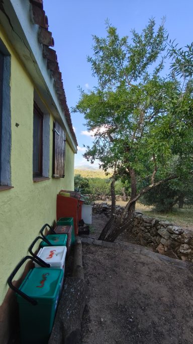 Müllbehälter seitlich des Hauses